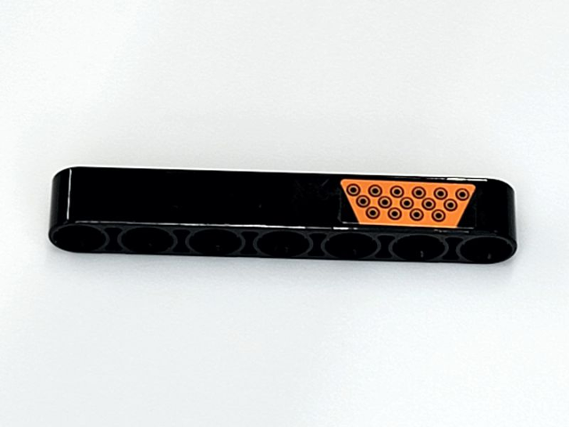 Lego Technic, Liftarm Thick 1 x 7 with Orange Tread Plate Pattern Model Left Side (Sticker) - Set 42081