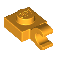 Lego Plate Special 1 x 1 with Clip Horizontal [Thick Open O Clip] / Bright Light Orange