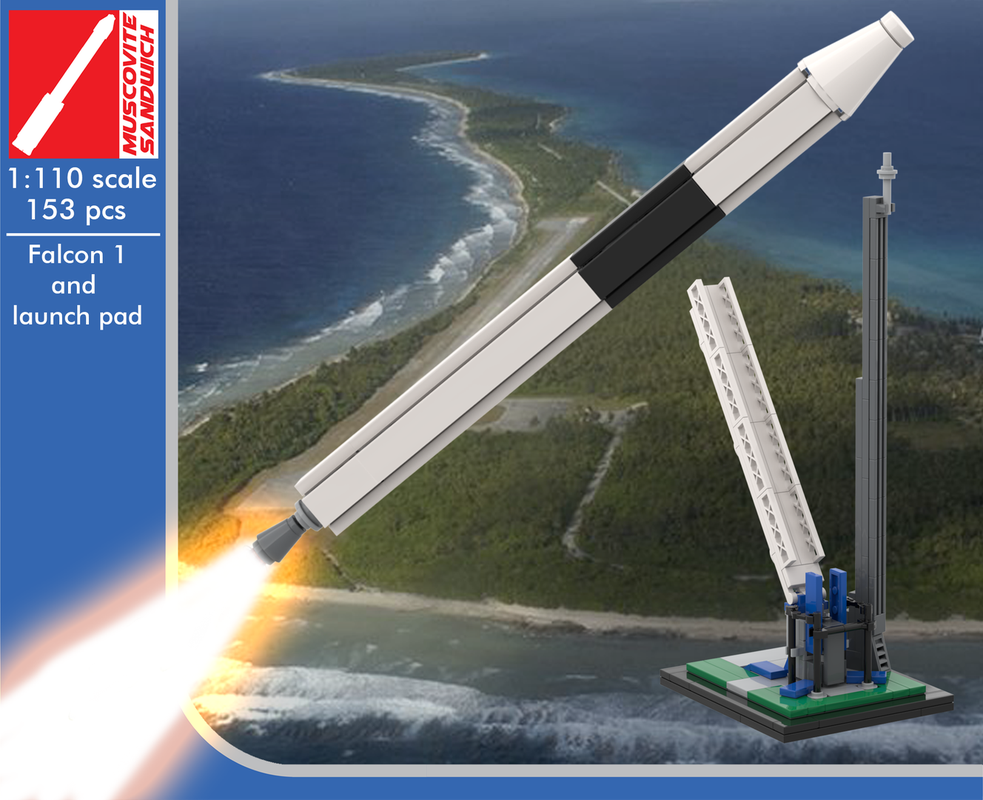 Lego Falcon 1 w/ launch pad (Saturn V scale)