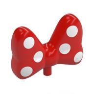 Lego Headwear Accessory Bow Large with Small Pin with 6 White Polka Dots on Front and Back Print / Red