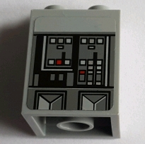 Lego Slope 65 2 x 2 x 2 with Bottom Tube with Red, Light Bluish Gray and Dark Bluish Gray Control Buttons Pattern (Sticker) - Set 75055 / Light Bluish Gray