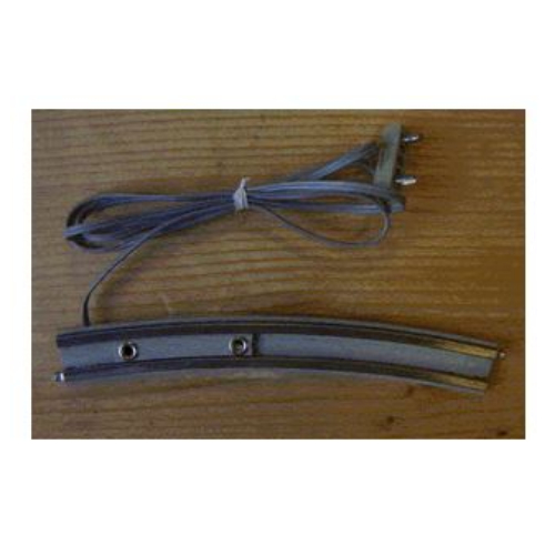 Lego Train Track 12V Conducting Rail Curved with Connection Wire and Short Connector / Light Gray