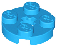 Lego Plate, Round 2 x 2 with Axle Hole / Dark Azure