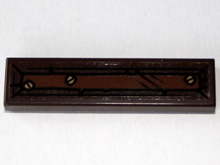Lego Tile 1 x 4 with Reddish Brown Rectangle and 3 Screws Pattern (Sticker) - Set 79010 / Dark Brown