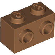 Lego Brick Special 1 x 2 with 2 Studs on 1 Side / Medium Nougat