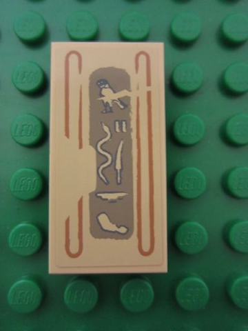 Lego Tile 2 x 4 with Hieroglyphs, Bird on Top Pattern (Sticker) - Set 7326 / Tan