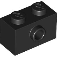Lego Brick Special 1 x 2 with 1 Center Stud on 1 Side, Bottom Stud Holder / Black