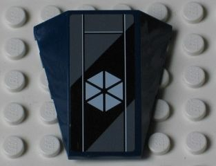 Lego Wedge 4 x 4 Triple Curved No Studs with Six White Triangles on Dark Bluish Gray and Black Background Pattern (Sticker) - Set 7751 / Dark Blue