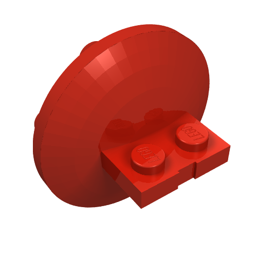 Lego Plate Special 1 x 2 with 4 x 4 disk at 90 degrees / Red