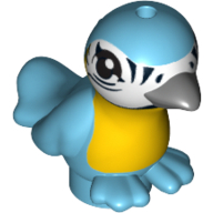 Lego Animal, Bird, Two Feet with Dark Bluish Gray Beak and Yellow Chest Print / Medium Azure