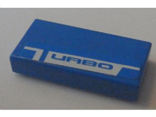 Lego Tile 1 x 2 with Blue 'TURBO' Pattern (Sticker) - Set 8154