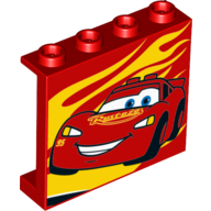 Lego Panel 1 x 4 x 3 with Lightning McQueen Print / Red