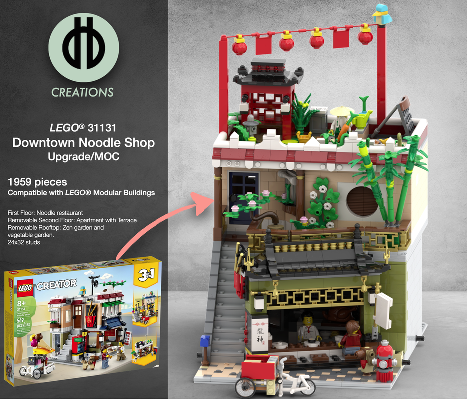 Lego Downtown Noodle Shop Upgrade/MOC Modular Building