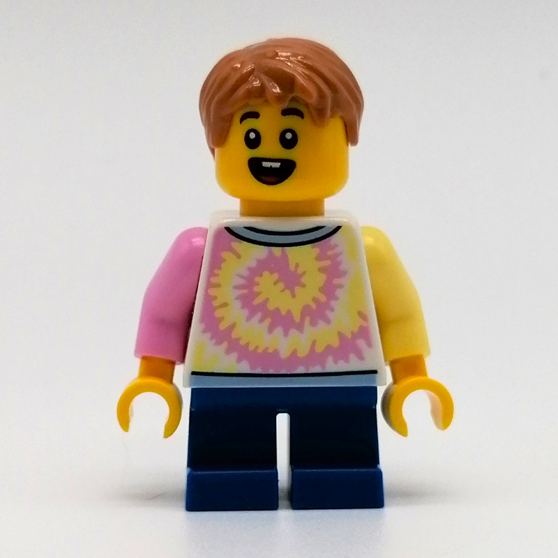 Lego Boy, Tie-dye Shirt, Short Blue Legs