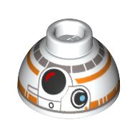 Lego Brick Round 1.5 x 1.5 Dome Top with BB-8 Print