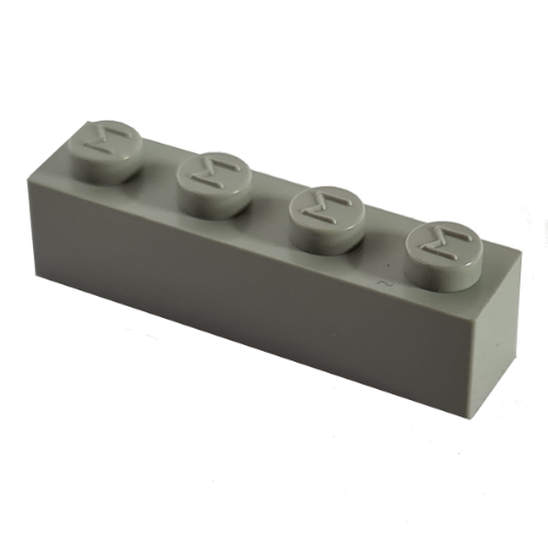 Lego Modulex Brick 1 x 4 with M on Stud / Modulex Light Gray