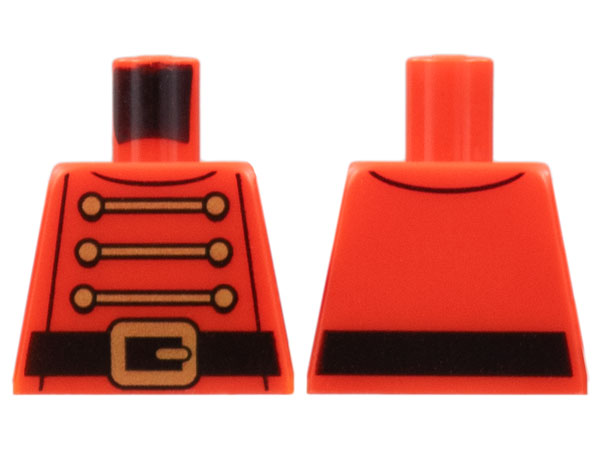 Lego Torso 3 Gold Chains, 6 Buttons, Black Belt with Buckle Pattern / Red
