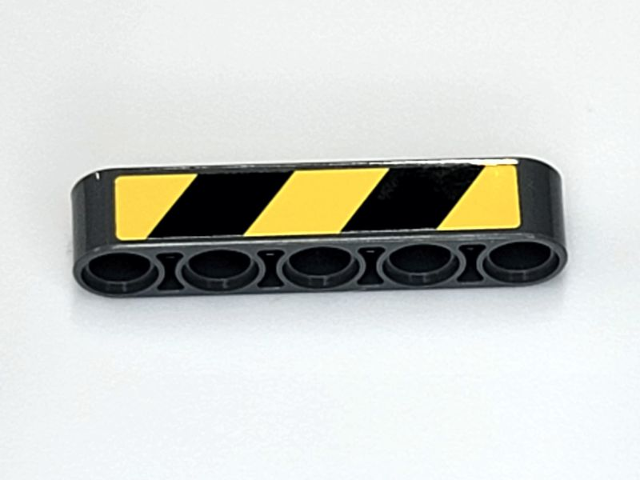 Lego Technic, Liftarm Thick 1 x 5 with Black and Yellow Danger Stripes Pattern Model Right Side (Sticker) - Set 42081