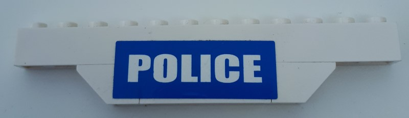 Lego Stickered Assembly 12 x 1 x 2 with White 'POLICE' on Blue Background Pattern (Sticker) - Set 7245