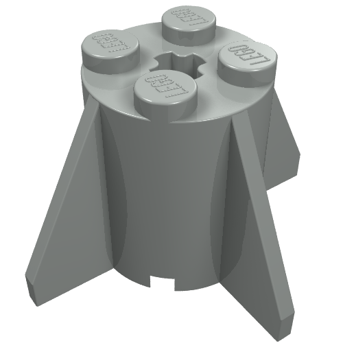 Lego Brick Round 2 x 2 x 2 with Axle Hole and Fins / Light Gray