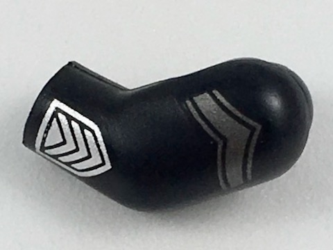 Lego Arm, Left with Flat Silver Chevron and Silver Cuff Pattern / Black