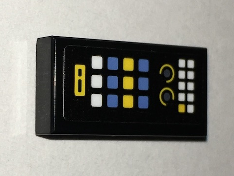 Lego Tile 1 x 2 with Batcomputer Control Console Yellow, Blue and White Square Buttons / Lights Pattern (Sticker) - Set 70909
