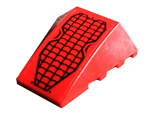 Lego Wedge 4 x 4 Triple Curved No Studs with Black Spider-Man Webbing Pattern (Sticker) - Set 76113 / Red