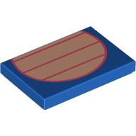 Lego Tile 2 x 3 with Light Nougat Belly, Coral Lines Print / Blue