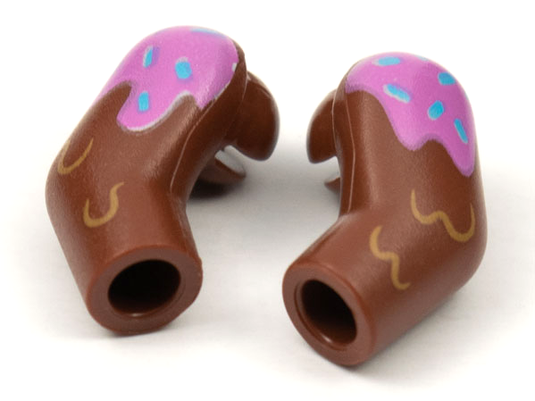 Lego Arm, (Matching Left and Right) Pair with Topping and Sprinkles Pattern / Reddish Brown