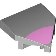 Lego Brick Wedged, Curved 2 x 2 with Stud Notches with Bright Pink Band Print / Light Bluish Gray