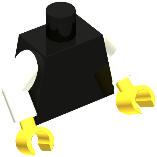Lego Torso, White Arms, Yellow Hands [Plain] / Black