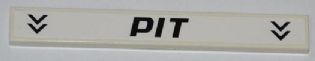 Lego Tile 1 x 8 with Black Arrows and 'PIT' Pattern (Sticker) - Set 8123 / White