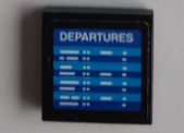Lego Tile 2 x 2 with White 'DEPARTURES' Screen Pattern (Sticker) - Set 60200
