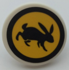 Lego Road Sign 2 x 2 Round with Clip with Black Rabbit and Circle on Yellow Background Pattern (Sticker) - Set 41352