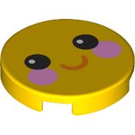 Lego Tile Round 2 x 2 with Smiley Face, Bright Light Pink Cheeks Print