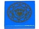 Lego Tile 2 x 2 with Gold Paw Print with Heart and Circular Geometric Pattern (Sticker) - Set 41142 / Blue