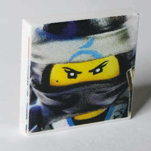 Lego Tile 2 x 2 with Nya Face Print / White