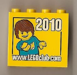 Lego Brick 2 x 4 x 3 with www.LEGOclub.com 2010 and Max Pattern