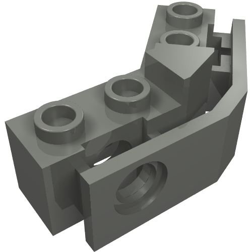 Lego Technic Brick 1 x 2 - 1 x 2 Angled with Bumper Holder [Closed Front] / Dark Bluish Gray