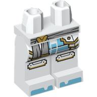 Lego Hips and White Legs with Light Bluish Grey Sash,, Gold/Medium Azure Armor, Toes print