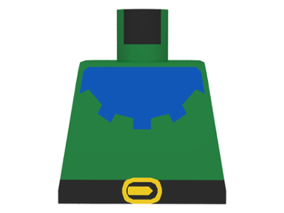 Lego Torso Castle Forestman with Blue Collar, Black Belt, and Yellow Buckle Pattern / Green