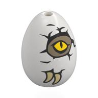 Lego Food Egg with 1.5mm Hole with Dark Tan Dino, Yellow Eyes Breaking trough Crack Print