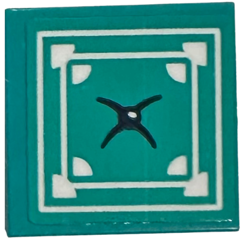 Lego Tile 2 x 2 with Cushion with White Squares and Corners and Black Button Pattern (Sticker) - Set 41743