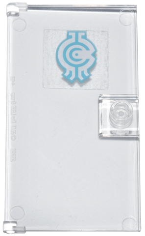 Lego Door 1 x 4 x 6 with Stud Handle with Medium Azure and White Borg Industries Logo Pattern (Sticker) - Set 71799