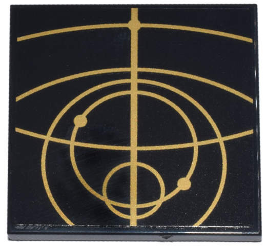 Lego Tile 4 x 4 with Gold Concentric Circles Celestial Star Chart Pattern 5 (Sticker) - Set 75385