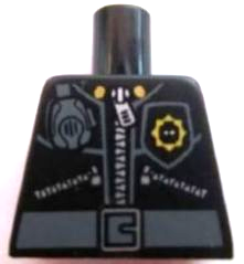 Lego Torso Police 3 Zippers, Minifigure Head Badge, Radio and Belt Pattern (Pattern on Front Only) / Black