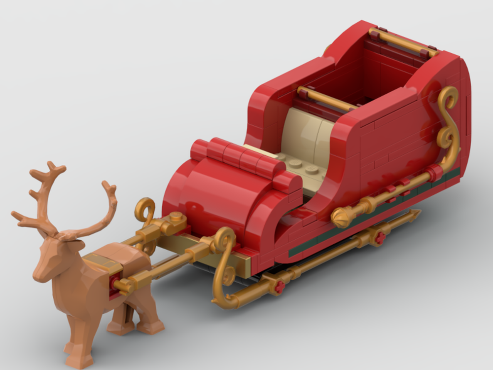 Lego Medium Sized 1 Deer open Sleigh for the Winter Village North Pole Sleigh races