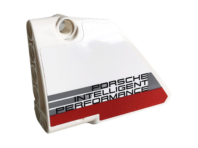 Lego Technic, Panel Fairing #13 Large Short Smooth, Side A with Porsche Intelligent Performance Logo and Red Stripe Pattern (Sticker) - Set 42096