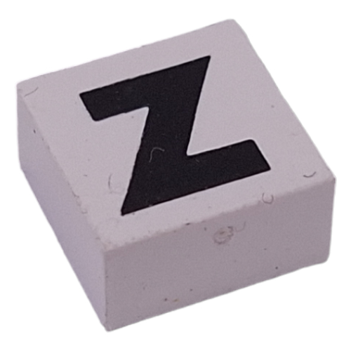Lego Modulex Tile 2 x 2 with Black 'Z' Print, without Internal Supports