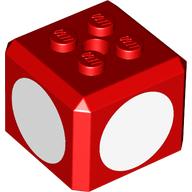 Lego Brick Special Cube with 2 x 2 Studs on Top, and White Circles Print